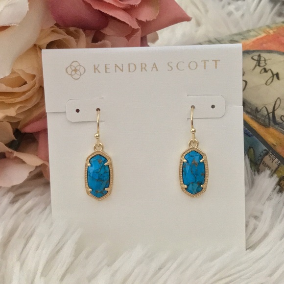 KENDRA SCOTT Lee Earrings Bronze Veined Turquoise - Picture 3 of 3